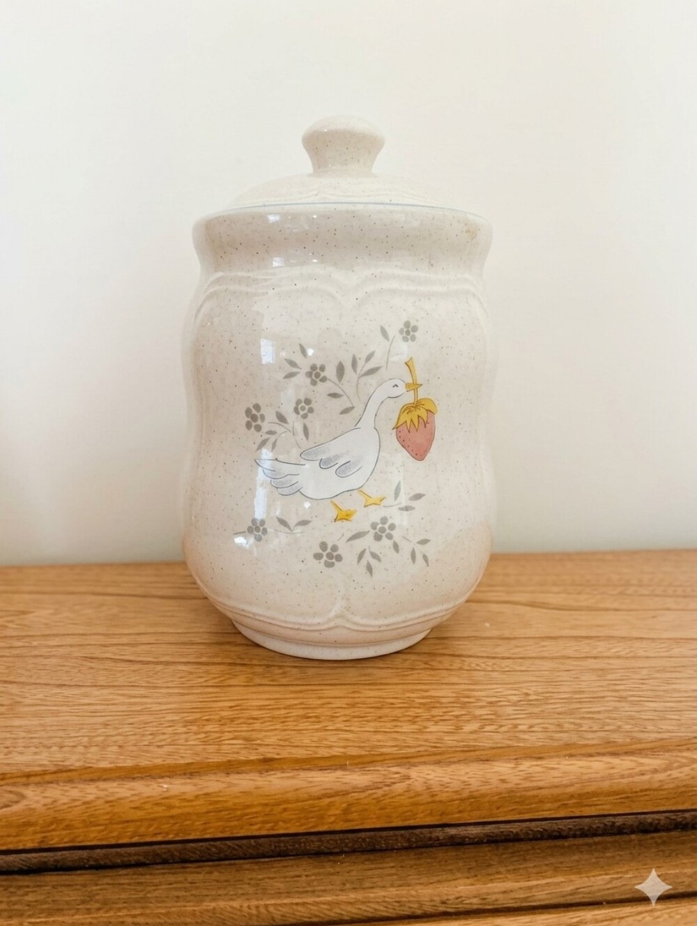 Vintage International China Marmalade Goose Stoneware Canister Cookie Jar 7"